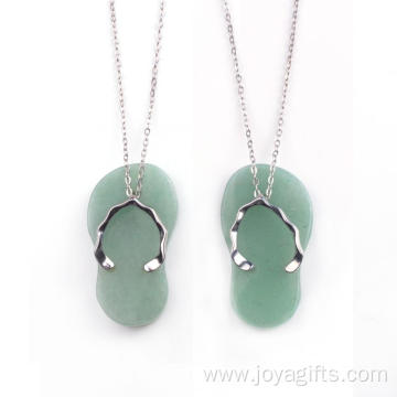 Latest Design Silver Jewelry Necklace Custom Lovely Green Slipper Meaningful Pendants